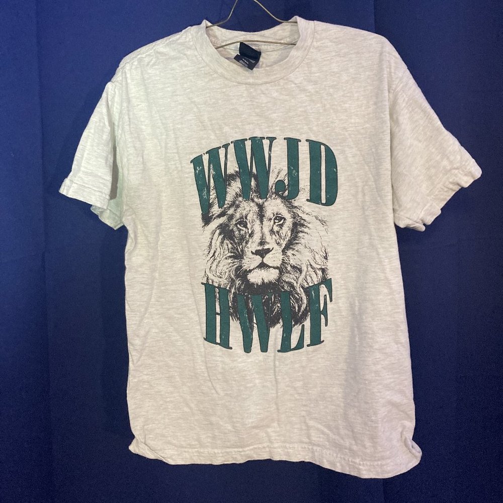 WWJD/HWLF Vintage Lion Gray T-shirt